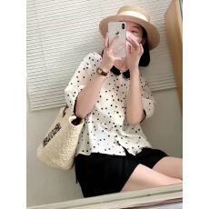 批发高级感法式<b class='q'>波点</b><b class='q'>雪纺</b><b class='q'>上衣</b>夏季新款设计感洋气泡泡袖<b class='q'>衬衫</b><b class='q'>衬衣</b>小衫女