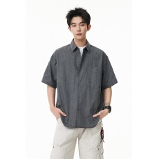 批发日系cityboy短袖衬衫男<b class='q'>夏</b>季宽松复古休闲翻领衬衣潮牌百搭上衣