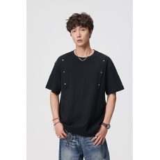 批发夏季透气棉混纺短袖 <b class='q'>大码</b>宽松落肩T恤 黑白两色显瘦打底衫