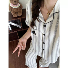 批发优质云朵棉夏季卡通可爱<b class='q'>情侣</b><b class='q'>睡衣</b>女短袖男士可外穿两件套装家居服