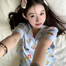 批发【优质云朵棉】夏季日系少女<b class='q'>大码</b><b class='q'>睡衣</b>女短袖两件套装家居服可外穿