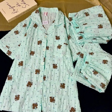 批发【优质云朵棉】女士<b class='q'>睡衣</b>夏季短袖<b class='q'>大码</b>卡通kt猫可外穿家居服三件套