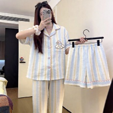 批发【优质云朵棉】卡通圣诞狗短袖夏季<b class='q'>大码</b><b class='q'>睡衣</b>女可外穿三件套家居服