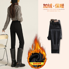 批发秋冬修身加绒<b class='q'>小脚牛仔裤</b><b class='q'>女</b>2026新款高腰显瘦豹纹设计感弹力