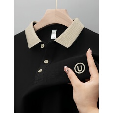 批发新款<b class='q'>男士</b>短袖衫<b class='q'>翻领</b>高端刺绣夏季纯色衣服上衣<b class='q'>t</b><b class='q'>恤</b>半袖百搭男装