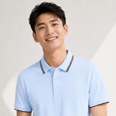 莫代尔棉含桑蚕丝撞色二级领翻领polo衫