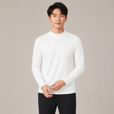 批发秋冬男士德绒半高领保暖弹力长袖纯色修身通勤<b class='q'>商务</b>内搭中领长袖