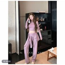 媛媛假日漫游简约韩系百搭时尚套装上衣+裤子+披肩