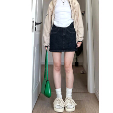 批发高腰牛仔裙女小个子夏季薄款梨形身材大码显瘦遮胯a字半身短裙子