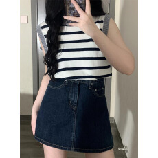 批发高腰牛仔裤裙女小个子夏季新款梨形身材大码显瘦遮胯a字半身短裙