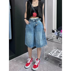 批发大码牛仔裤女夏季薄款2026新款高腰中裤胖mm显瘦梨型身材五分裤