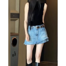 批发美式潮流修身不规则牛仔短裤2026夏季新款小个子高腰遮肉显瘦<b class='q'>裙裤</b>
