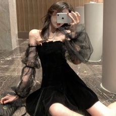 批发法式连衣裙女2025新款网纱气质<b class='q'>性感</b><b class='q'>夜店</b>收腰显瘦超仙小个子仙女裙