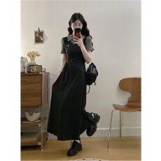 批发<b class='q'>大码</b>法式复古时尚连衣裙女装夏季胖MM收腰显瘦长裙子高级感A字裙