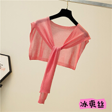 批发冰丝针织外搭防晒搭配衬衫的小披肩女<b class='q'>夏</b>季薄款打结搭肩护颈空调屋