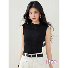 批发半高领无袖吊带背心女2026夏季新款修身内搭无袖简约打底针织上衣