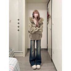 批发原版条纹复合薄款#加绒原做法 +毛领<b class='q'>卫衣</b>