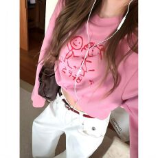 批发韩版原版条纹复合薄款#加绒原做法 +毛领<b class='q'>卫衣</b>