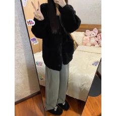 批发羊羔绒复合450g 黑色羊羔毛外套女<b class='q'>秋</b>冬季加厚外穿休闲百搭上衣