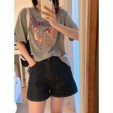 批发2026夏季新款高腰阔腿A字牛仔裤短裤女