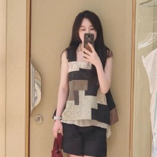 批发2026夏季新款解构风拼色拼接设计小众针织背心女