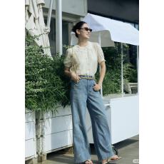 批发2026夏季新款复古刺绣印花阔腿裤直筒裤高腰牛仔长裤女2K2XR37