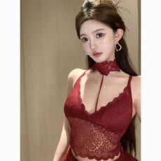 批发出大货 美背<b class='q'>文胸</b>一体背心性感辣妹蕾丝挂脖吊带短款
