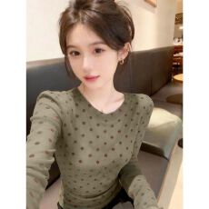 批发出大货 韩系微透防晒罩衫绿色显瘦<b class='q'>打底衫</b>女