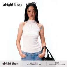批发alright then 飘带立领拼接<b class='q'>真丝</b>挂脖收腰毛织<b class='q'>背心</b>