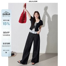 批发巨鹿工作室“流光暗涌”微<b class='q'>胖</b><b class='q'>mm</b>设计感黑色蕾丝拼接短袖T大码上衣