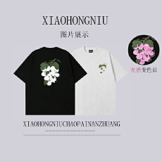 批发光感变色绣花重工250克68棉字母刺绣上衣T恤潮牌男装上架全部现货