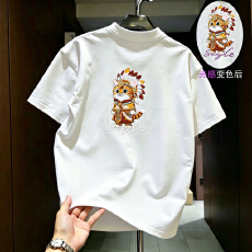 批发光感变色绣花重工250克68棉字母刺绣上衣T恤潮牌男装上架全部现货