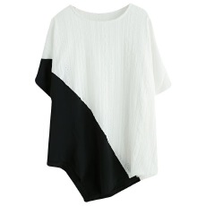 批发300斤<b class='q'>加肥</b><b class='q'>加大</b>码<b class='q'>女装</b>夏季胖mm宽松遮肚藏肉上衣短袖t恤拼接雪纺衫