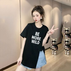 批发大码胖mm休闲百搭短袖<b class='q'>t</b><b class='q'>恤</b>女夏季韩版ins潮遮肚显瘦体恤上衣200斤