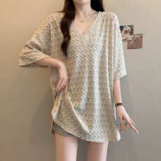 加大码胖mm2-300斤夏季新款时尚宽松百搭短袖T恤女休闲遮肚子上衣