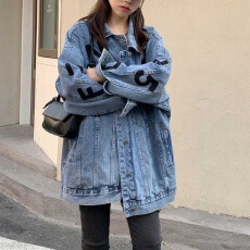 批发<b class='q'>牛仔</b>外套女宽松百搭韩版2026年秋新款潮牌BF风中长款刺绣<b class='q'>牛仔</b>上衣