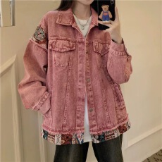 批发美式复古牛仔外套女2026秋冬新款宽松显瘦民族风小众工装夹克上衣