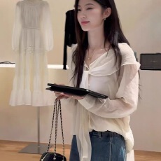 批发高级感法式蝴蝶结长袖<b class='q'>雪纺</b><b class='q'>衫</b>2026秋季时尚设计感漂亮气质超仙上衣