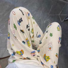 批发卡尔睡衣女长裤睡裤夏季宽松新款遛弯裤家居睡裤可外穿 云朵棉