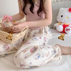批发卡尔睡衣女长裤睡裤夏季宽松新款遛弯裤家居睡裤可外穿云朵棉