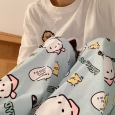 批发卡尔睡衣女长裤睡裤夏季宽松新款遛弯裤家居睡裤可外穿云朵棉