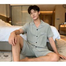 卡尔120克云朵棉男装双短夏季短袖高级感男士夏天家居服套装