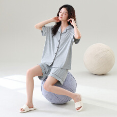 批发莫代尔 <b class='q'>情侣</b><b class='q'>睡衣</b>男女夏季青少年短袖薄款夏天家居服套装