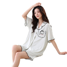 批发莫代尔 <b class='q'>情侣</b><b class='q'>睡衣</b>男女夏季青少年短袖薄款夏天家居服套装