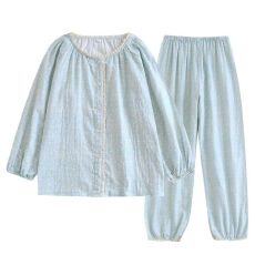 批发云朵棉花边睡衣女韩系甜美蕾丝碎花睡衣女春秋<b class='q'>家居服</b>套装
