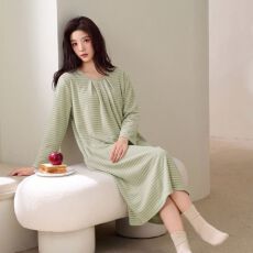 批发卡尔德绒睡裙女秋冬宽松卡通女士中长裙可外穿家居服