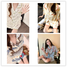 批发【小满】睡衣女夏云朵棉短袖<b class='q'>贝壳</b>领开衫少女卡通家居服套装可外穿