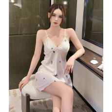 批发带胸垫冰雪丝吊带<b class='q'>睡裙</b>女夏印花高级感<b class='q'>睡裙</b>睡袍凉感两件套装家居服