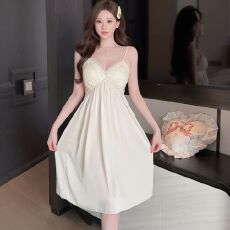 批发带胸垫冰丝吊带<b class='q'>睡裙</b>女夏季高级感甜美纯欲蕾丝花边<b class='q'>性感</b>家居服中裙