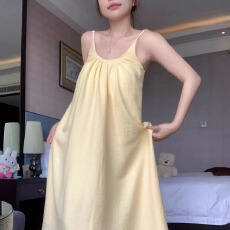 批发带胸垫吊带<b class='q'>睡裙</b>女夏季新款云朵棉纯欲少女睡衣中长款可外穿家居服